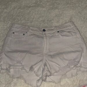 Aerie Light White Distressed Jean Shorts